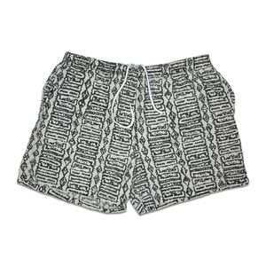 Vintage 90s Ocean Blue Black and White Graphic Swim Shorts With Liner